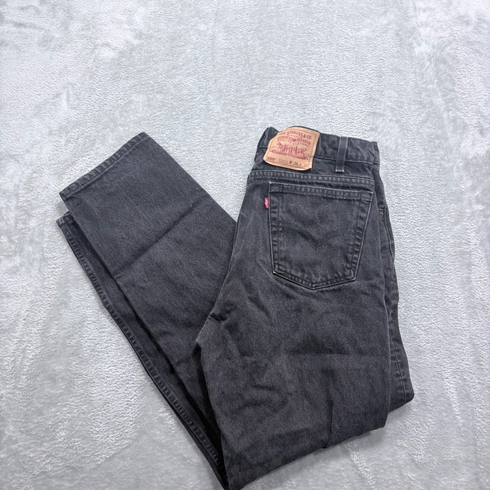 Levi's 550 Jeans Men 36x32 Black Relaxed Fit Tapered Leg Vintage 90s Made in USA